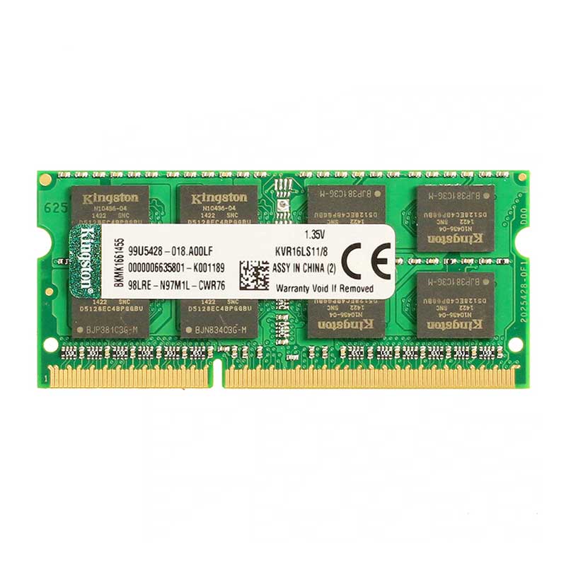 رم لپ‌تاپ کینگستون 8GB گیگابایت  DDR3L Single 1600MHz CL16